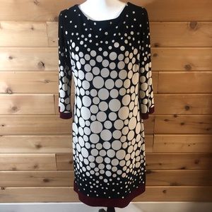 Sandra Darren Black &Cream Polka Dot Dress